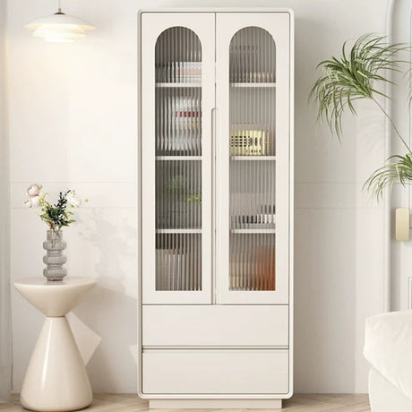 LINYUE Evelyn Solid Wood Cream Glass Door Bookcase from LINYUE