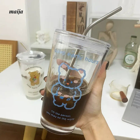 BANKE Coffee Milk Tea Glass Cup with Little Bears from BANKE