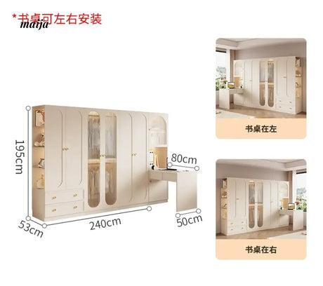 MEIHOUSE French Cream Wardrobe Modern Bedroom Storage Cabinet from MEIHOUSE