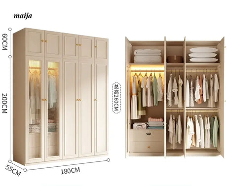 MEIHOUSE French Cream Wardrobe Bedroom Economical Flat Door Storage from MEIHOUSE