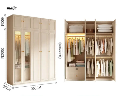 MEIHOUSE French Cream Wardrobe Bedroom Economical Flat Door Storage from MEIHOUSE