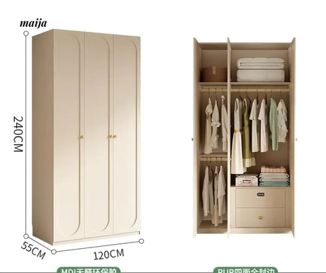 MEIHOUSE French Cream Wardrobe Bedroom Finished Large Storage Cabinet from MEIHOUSE