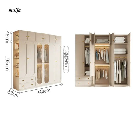 MEIHOUSE French Light Luxury Glass Door Bedroom Wardrobe Locker from MEIHOUSE