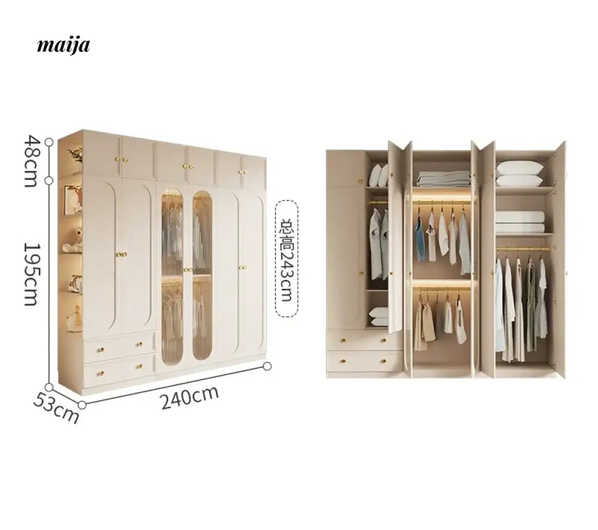 MEIHOUSE French Light Luxury Glass Door Bedroom Wardrobe Locker from MEIHOUSE