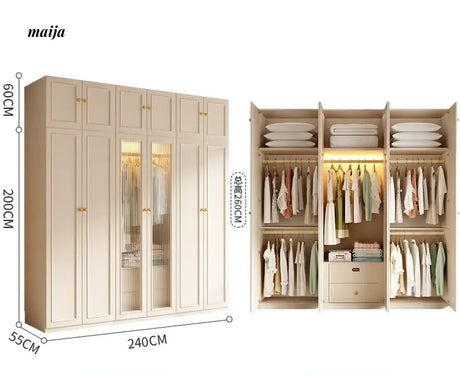 MEIHOUSE French Cream Wardrobe Bedroom Economical Flat Door Storage from MEIHOUSE