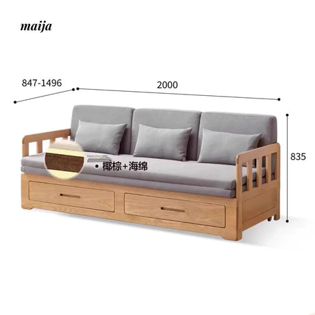 GENJI Andy Solid Wood Sofa Bed with Storage from GENJI