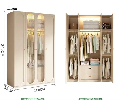 MEIHOUSE French Cream Wardrobe Bedroom Finished Large Storage Cabinet from MEIHOUSE