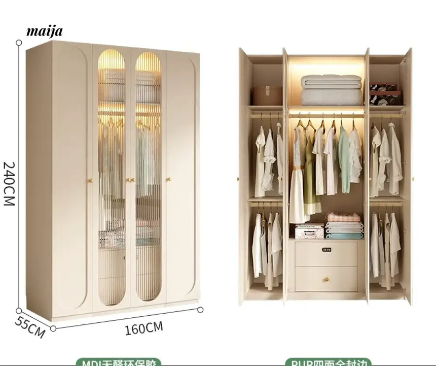 MEIHOUSE French Cream Wardrobe Bedroom Finished Large Storage Cabinet from MEIHOUSE