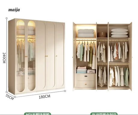 MEIHOUSE French Cream Wardrobe Bedroom Finished Large Storage Cabinet from MEIHOUSE