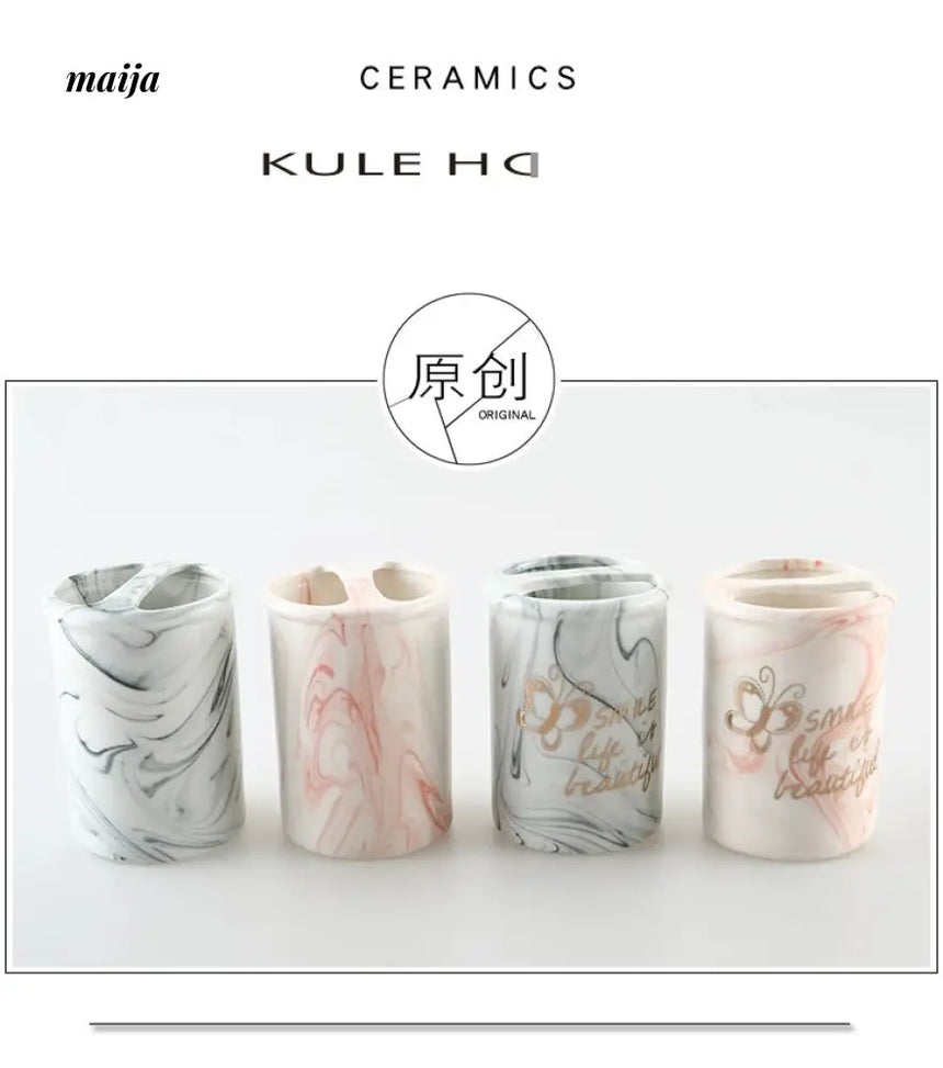 KULE HOME Marble Ceramic Pen and Brush Holder from KULE HOME