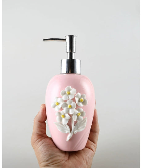 KULE HOME Sticky Flower Ceramic Hand Sanitizer and Lotion Container from KULE HOME