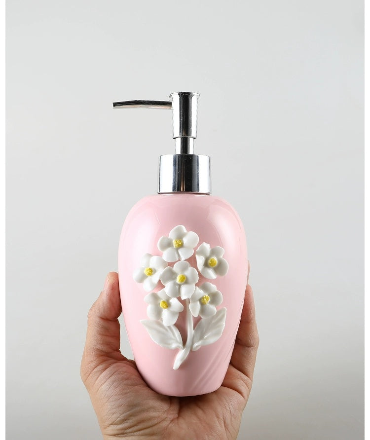 KULE HOME Sticky Flower Ceramic Hand Sanitizer and Lotion Container from KULE HOME