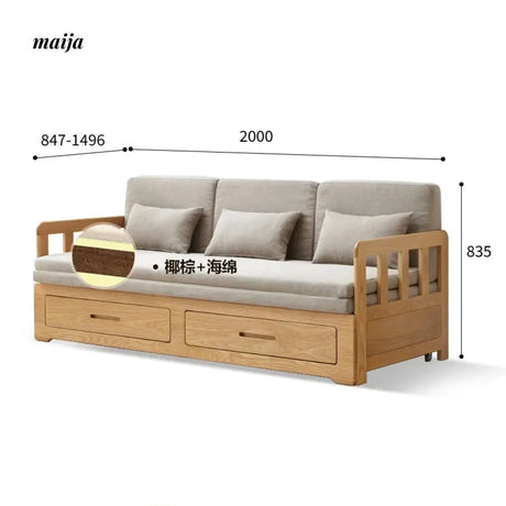 GENJI Andy Solid Wood Sofa Bed with Storage from GENJI