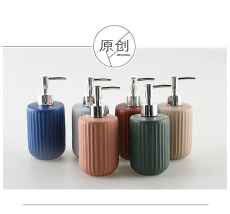 KULE HOME Stripe Ceramic Lotion and Hand Soap Bottle from KULE HOME