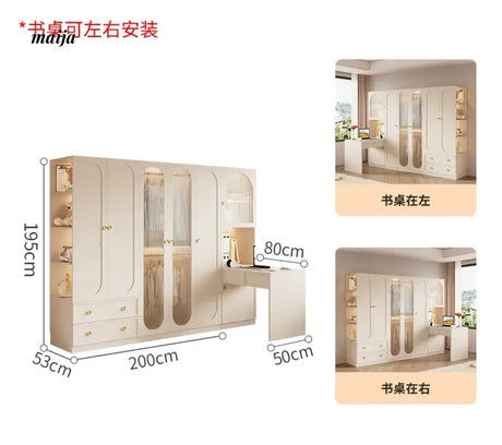 MEIHOUSE French Light Luxury Glass Door Bedroom Wardrobe Locker from MEIHOUSE