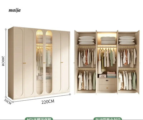 MEIHOUSE French Cream Wardrobe Bedroom Finished Large Storage Cabinet from MEIHOUSE
