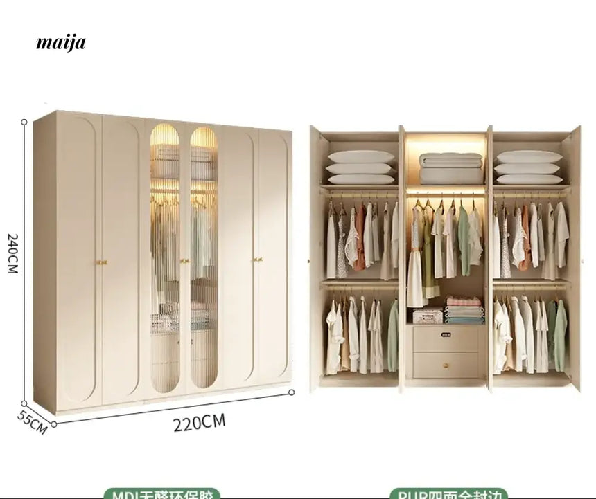 MEIHOUSE French Cream Wardrobe Bedroom Finished Large Storage Cabinet from MEIHOUSE