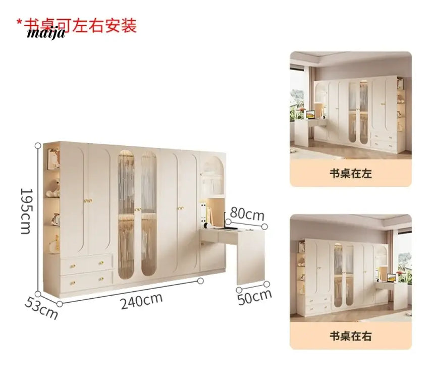 MEIHOUSE French Light Luxury Glass Door Bedroom Wardrobe Locker from MEIHOUSE