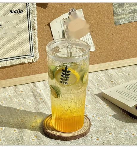 BANKE Large Capacity Glass Cup with Lid and Straw from BANKE