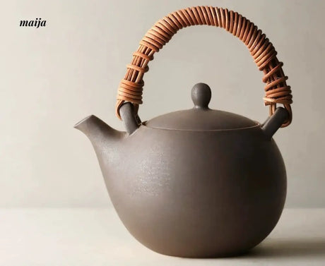 JOTO Japanese Pottery Boiling Teapot Bamboo Handle Kung Fu Tea Set from JOTO