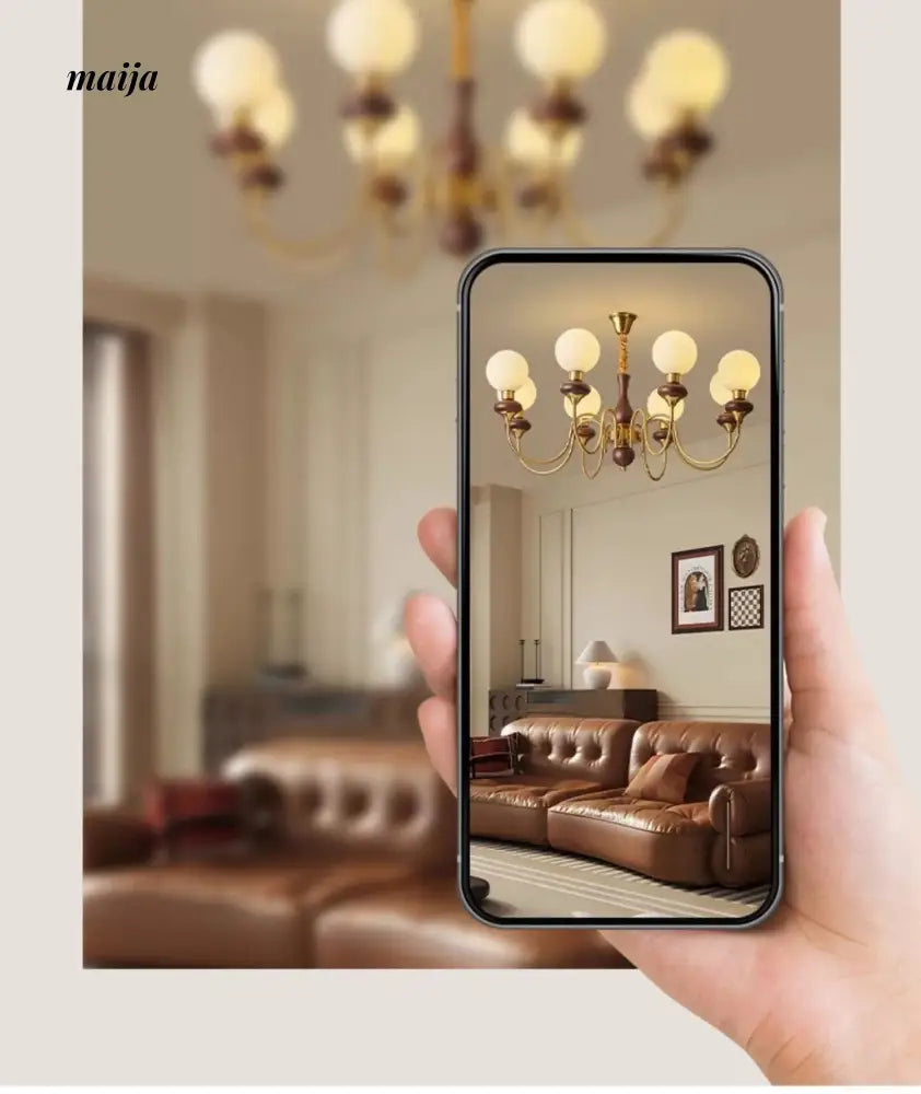 NANCY Retro Walnut Living Room Chandelier Eye Protection from HOBBYTREE