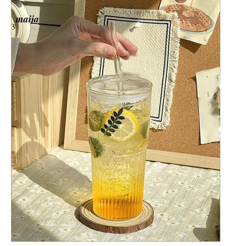 BANKE Large Capacity Glass Cup with Lid and Straw from BANKE