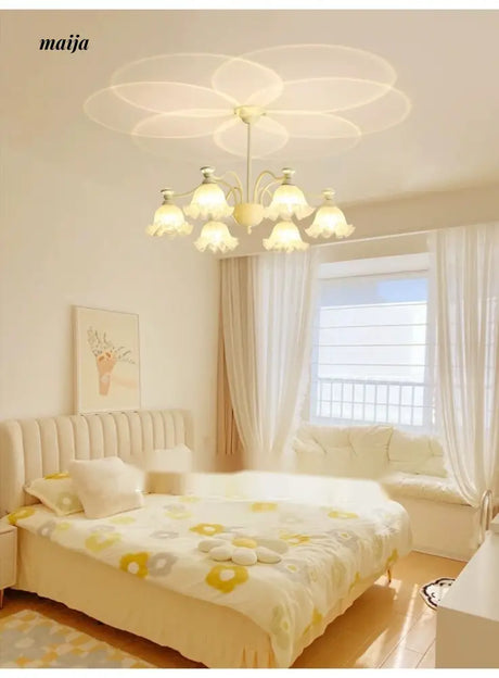 NANCY Cream Glass Chandelier French Retro Style from NANCY