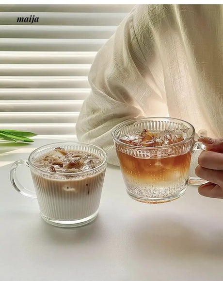 BANKE Vertical Handle Latte Glass Coffee Mug from BANKE