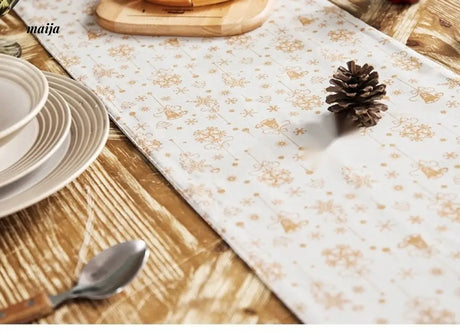 MAN YUE HOME Retro Christmas Dining Tablecloth Hot Gold Design from MAN YUE HOME