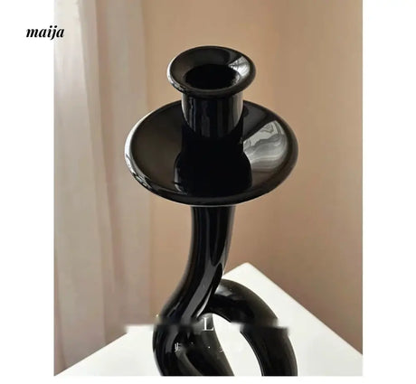 GUIFOU Retro Black Glass Candlestick from GUIFOU