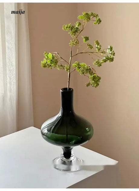 GUIFOU Narrow Mouth Green Glass Vase from GUIFOU