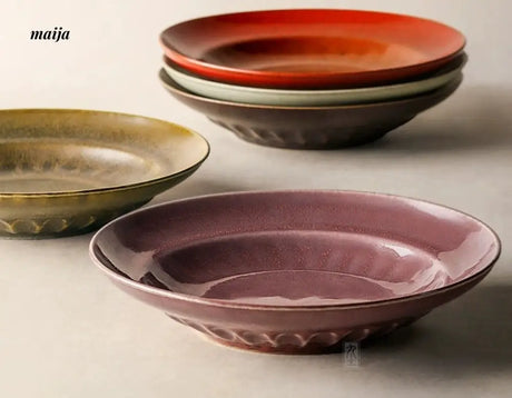 JOTO Japanese Round Plate Creative Retro Tableware from JOTO