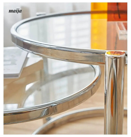 LOWERLEFT Rotating Glass Tea Table from Lower Left