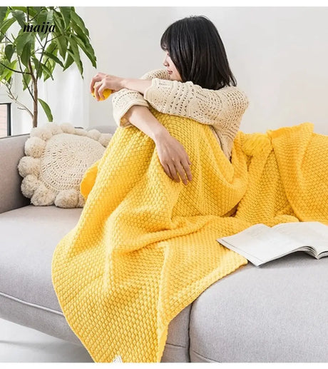 MAN YUE HOME Scandinavian Knitted Sofa with Duvet for Sleep from MAN YUE HOME