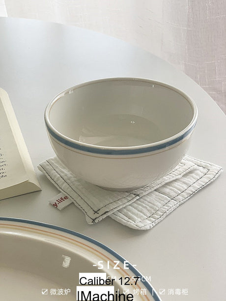 YASUKI Minja Retro Striped Ceramic Soup Bowl from YASUKI