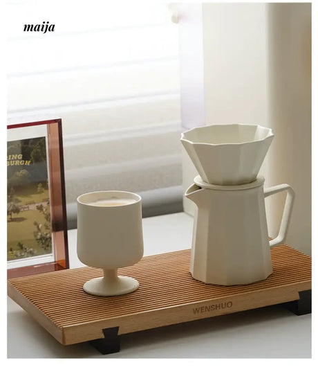 WENSHUO Cream Ceramic Coffee Pot Set from WENSHUO