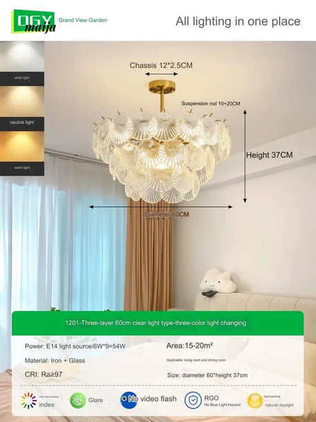 GVG Crystal Scallop Shell Ceiling Lamp from Kaiyashi