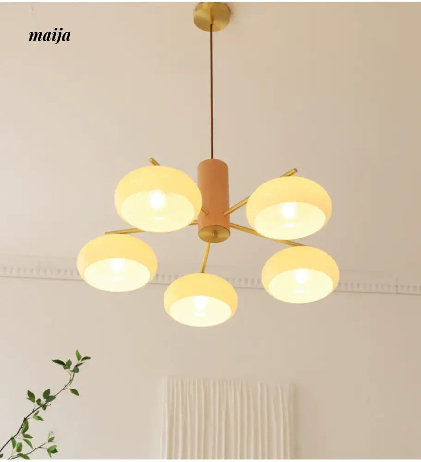 NANCY Japanese Retro Glass Chandelier Walnut Style from NANCY
