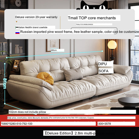 DIPU Cassius Minimalist Cream Leather Sofa from DIPU
