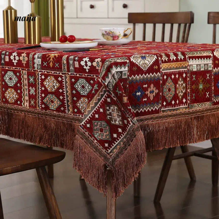 Geometric Vintage Tablecloth