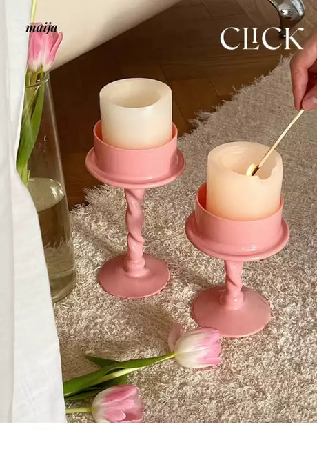 CLICK Fuchsia Spiral Candle Handmade for Valentine's Day from CLICK