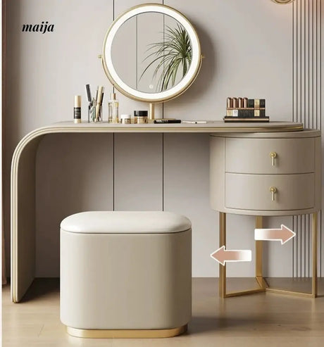 Ashleigh Simple Modern Dressing Table with Integrated Storage Cabinet from maija