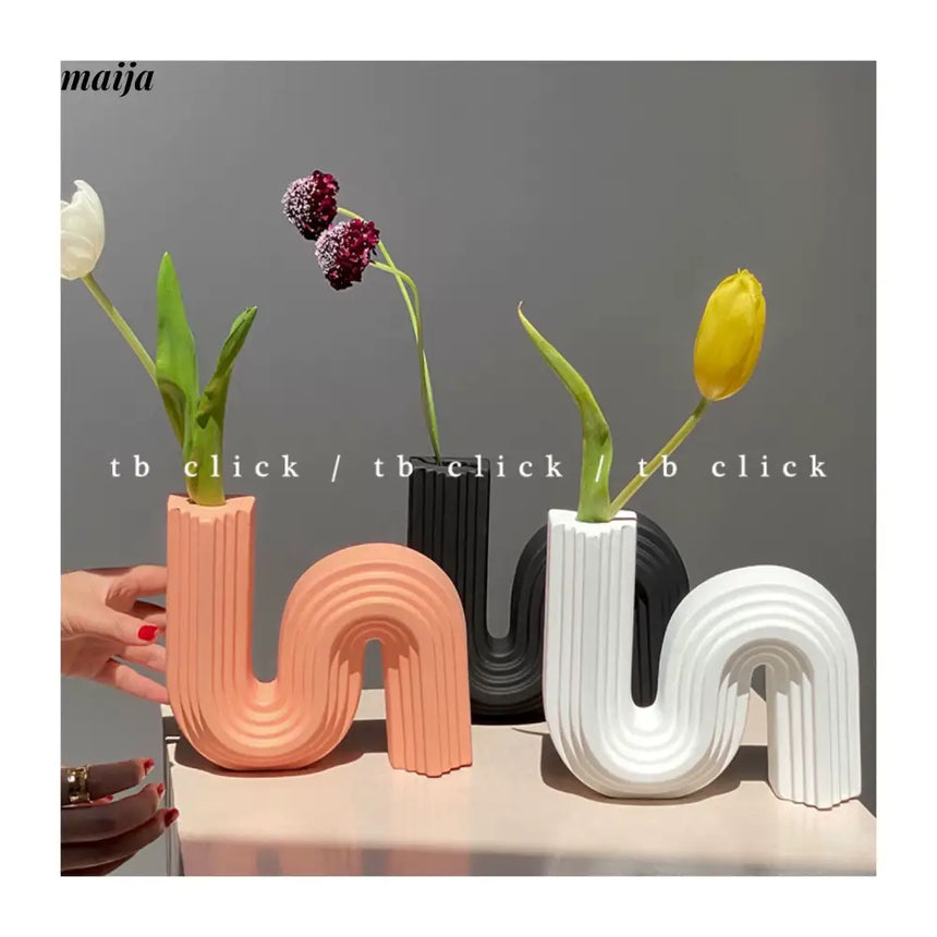 CLICK Ceramic Sculpture Art Vase S-Shape Design from CLICK