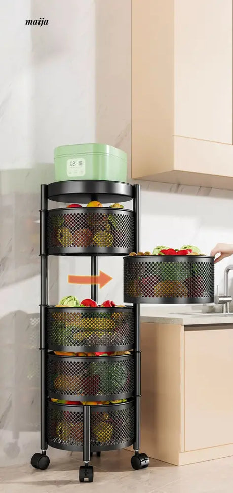 Kitchen Rotating Multifunctional Storage Trolley from maija