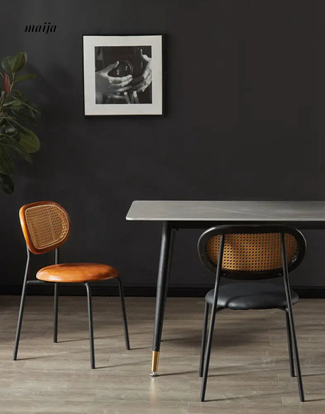 Evie Leather Rattan Dining Chair from Ouqi