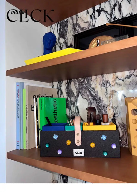 CLICK High-End Leather Desktop Storage Basket Organizer from CLICK