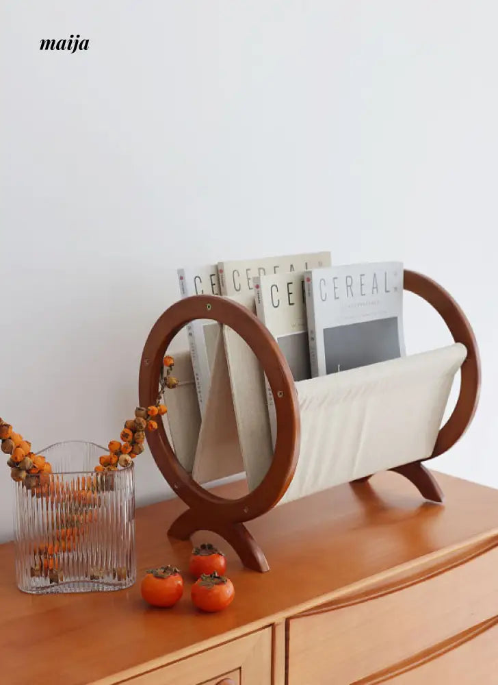 Retro Cherry Wood Magazine Rack from maija