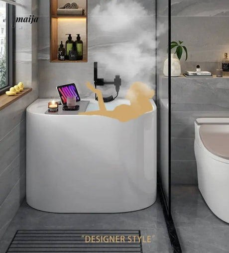 Mini Freestanding Rounded Outer Edge Acrylic Bathtub from maija