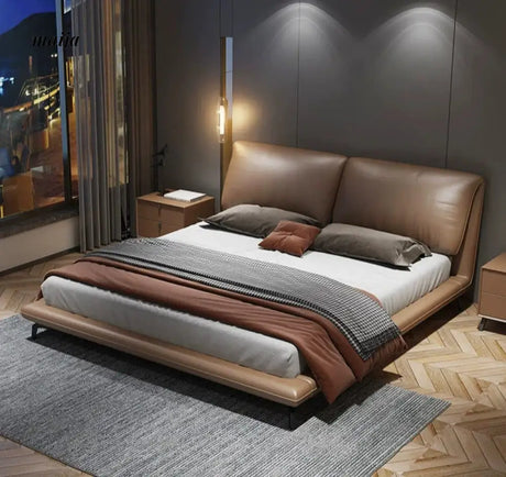 Dexter Leather Minimalist Bed from Kaiyashi