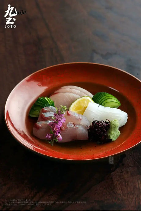 JOTO Japanese Round Plate Creative Retro Tableware from JOTO